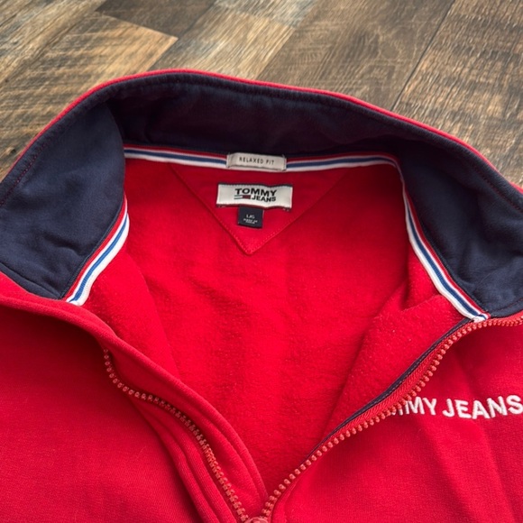 TOMMY JEANS HILFIGER l Red White Blue Quarter Zip Large - Picture 5 of 7